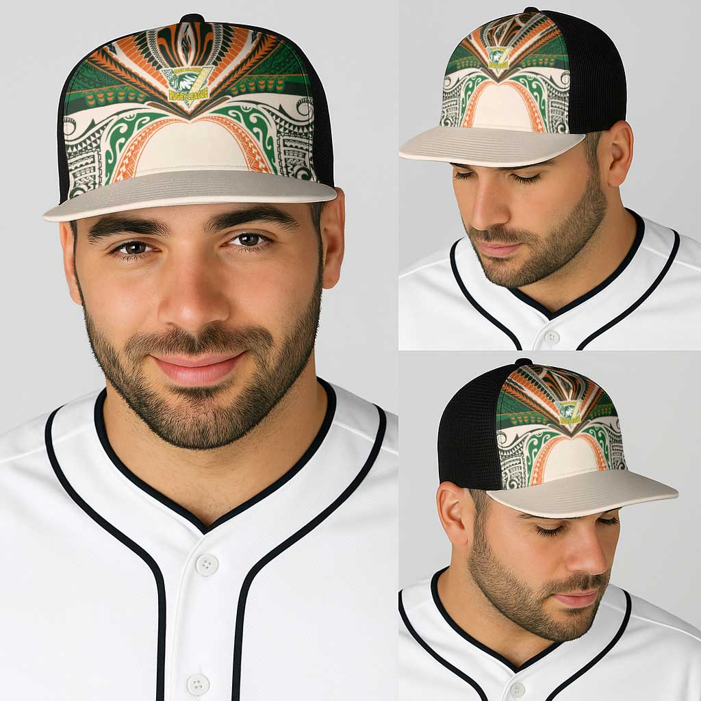 Cook Islands Rugby League Baseball Net Cap Polynesian and Tatau Tribal Art - Retro Palette LT03 - Polynesian Pride