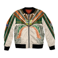 Cook Islands Rugby League Custom Bomber Jacket Polynesian and Tatau Tribal Art - Retro Palette LT03 Unisex Multicolor - Polynesian Pride