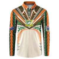 Cook Islands Rugby League Custom Button Sweatshirt Polynesian and Tatau Tribal Art - Retro Palette LT03 Multicolor - Polynesian Pride