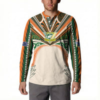 Cook Islands Rugby League Custom Button Sweatshirt Polynesian and Tatau Tribal Art - Retro Palette LT03 - Polynesian Pride