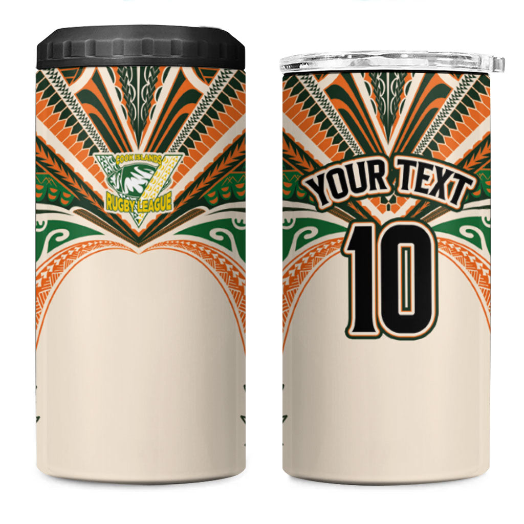 Cook Islands Rugby League Custom 4 in 1 Can Cooler Tumbler Polynesian and Tatau Tribal Art - Retro Palette LT03 One Size: 16 oz Multicolor - Polynesian Pride