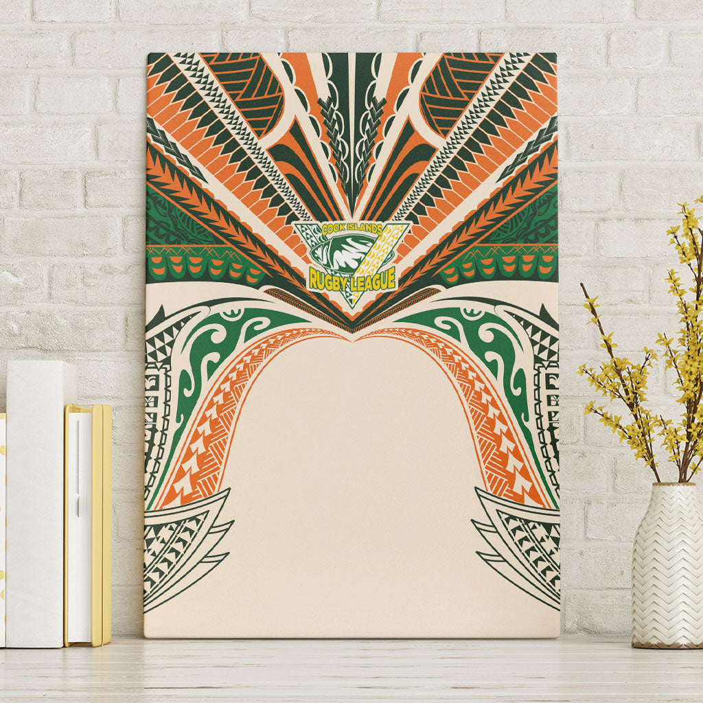 Cook Islands Rugby League Canvas Wall Art Polynesian and Tatau Tribal Art - Retro Palette LT03 Without Frame Multicolor - Polynesian Pride