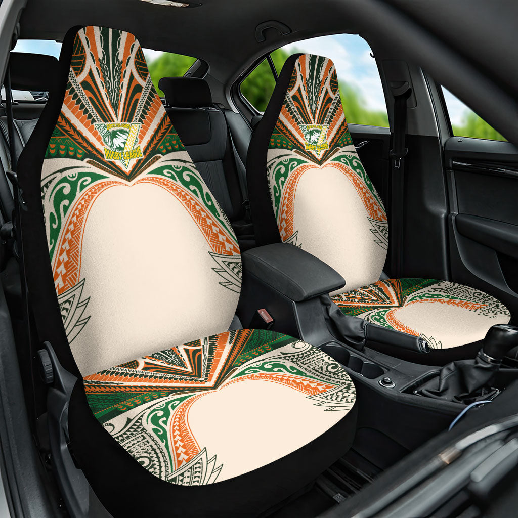 Cook Islands Rugby League Car Seat Cover Polynesian and Tatau Tribal Art - Retro Palette