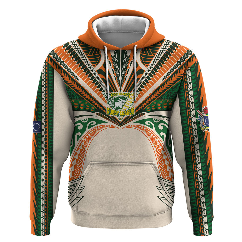 Cook Islands Rugby League Custom Hoodie Polynesian and Tatau Tribal Art - Retro Palette