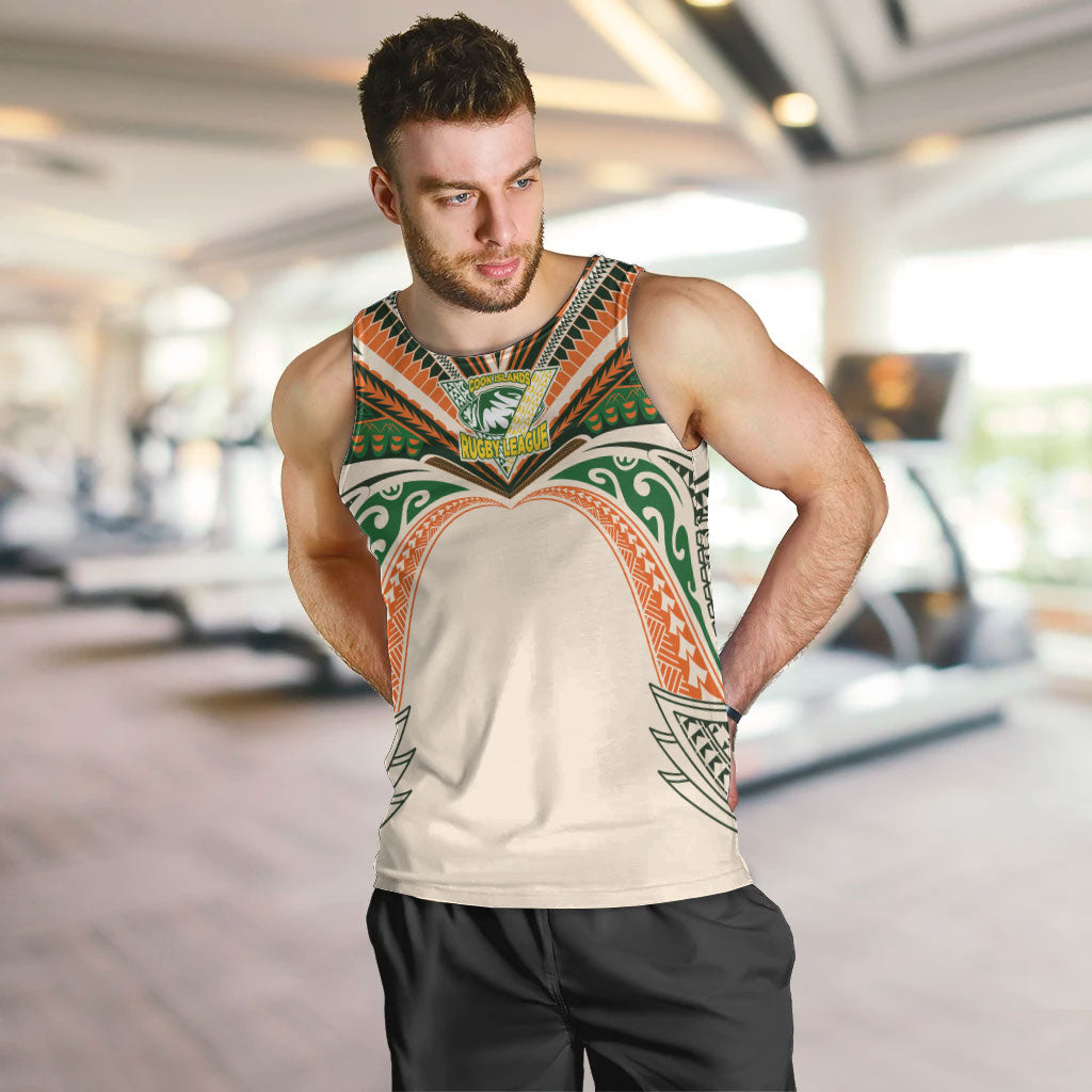 Cook Islands Rugby League Custom Men Tank Top Polynesian and Tatau Tribal Art - Retro Palette LT03 Multicolor - Polynesian Pride