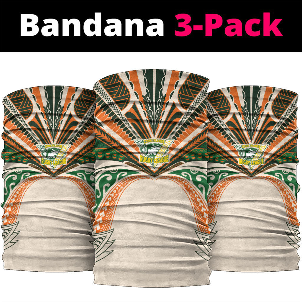 Cook Islands Rugby League Neck Gaiter Polynesian and Tatau Tribal Art - Retro Palette