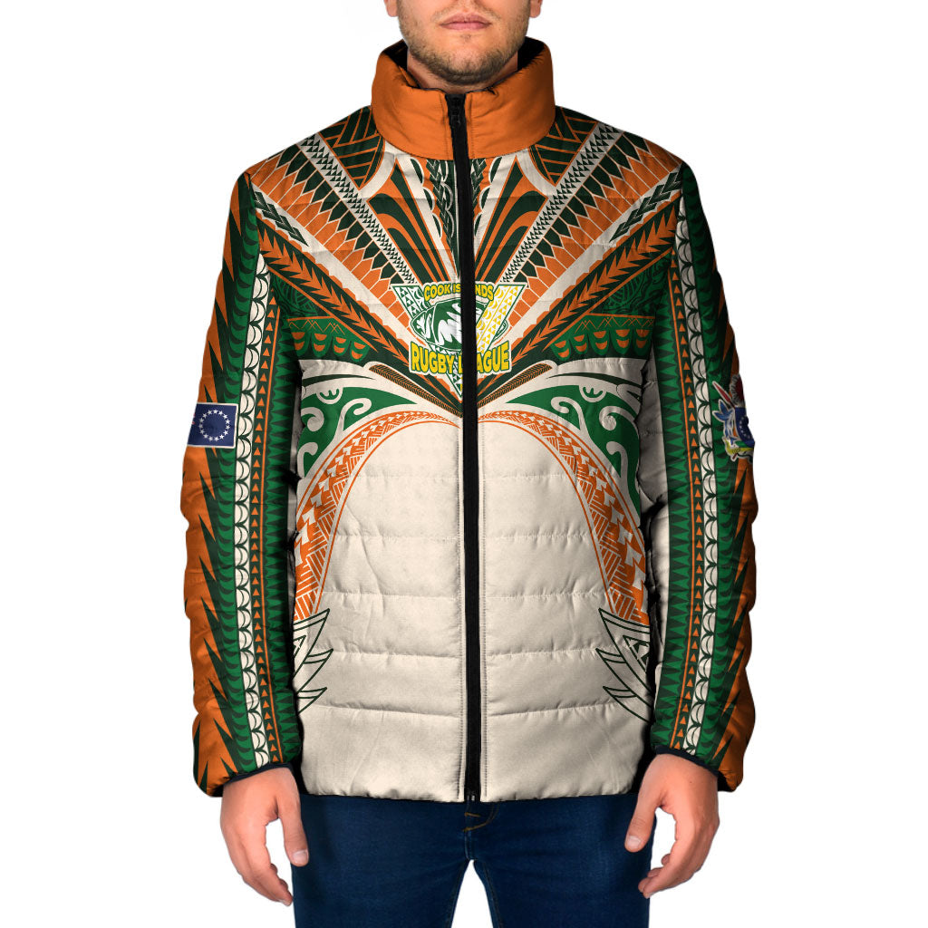 Cook Islands Rugby League Custom Padded Jacket Polynesian and Tatau Tribal Art - Retro Palette