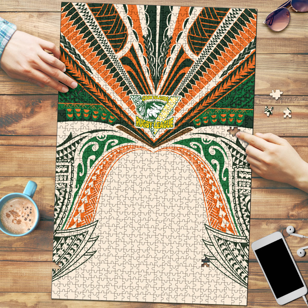 Cook Islands Rugby League Puzzle Polynesian and Tatau Tribal Art - Retro Palette