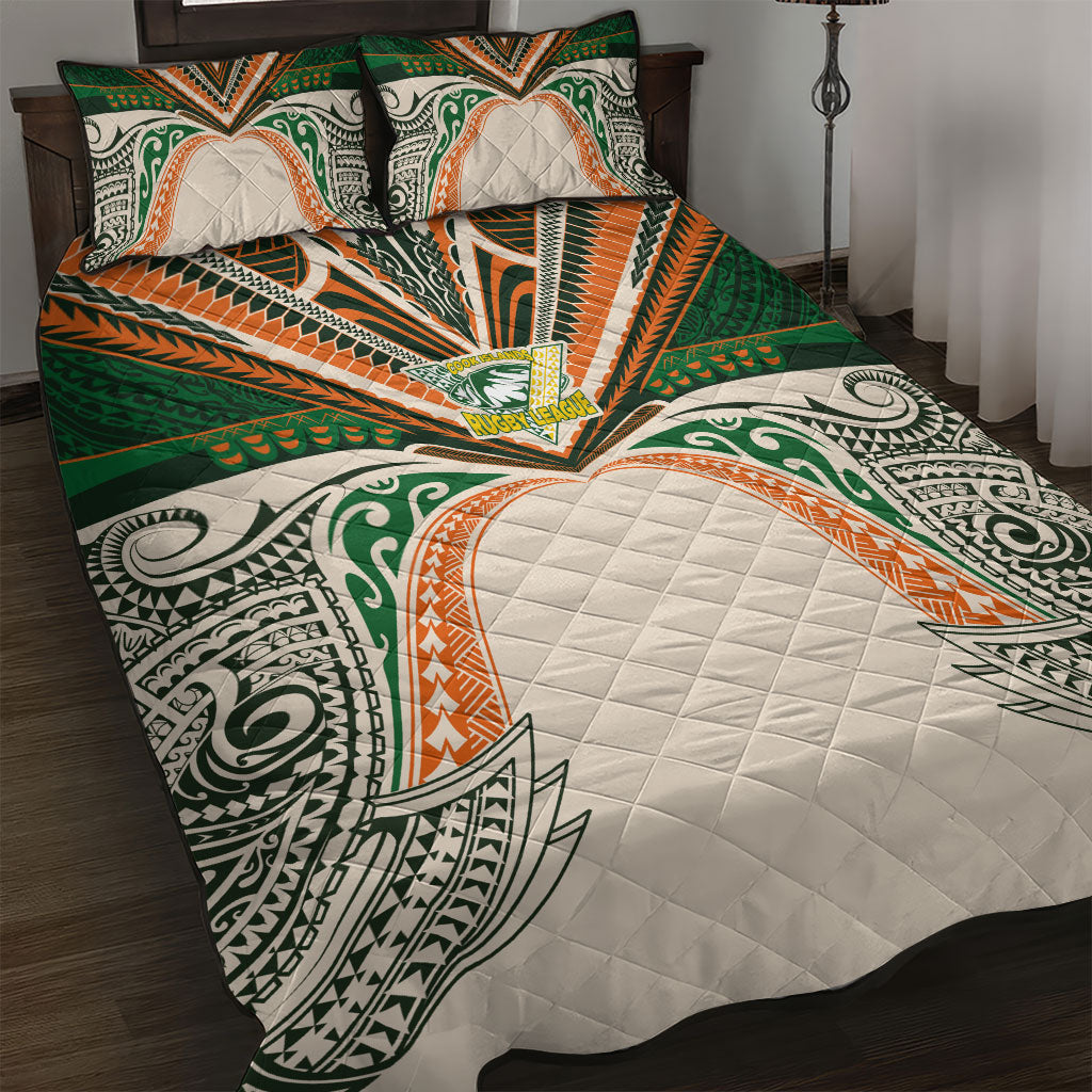 Cook Islands Rugby League Quilt Bed Set Polynesian and Tatau Tribal Art - Retro Palette