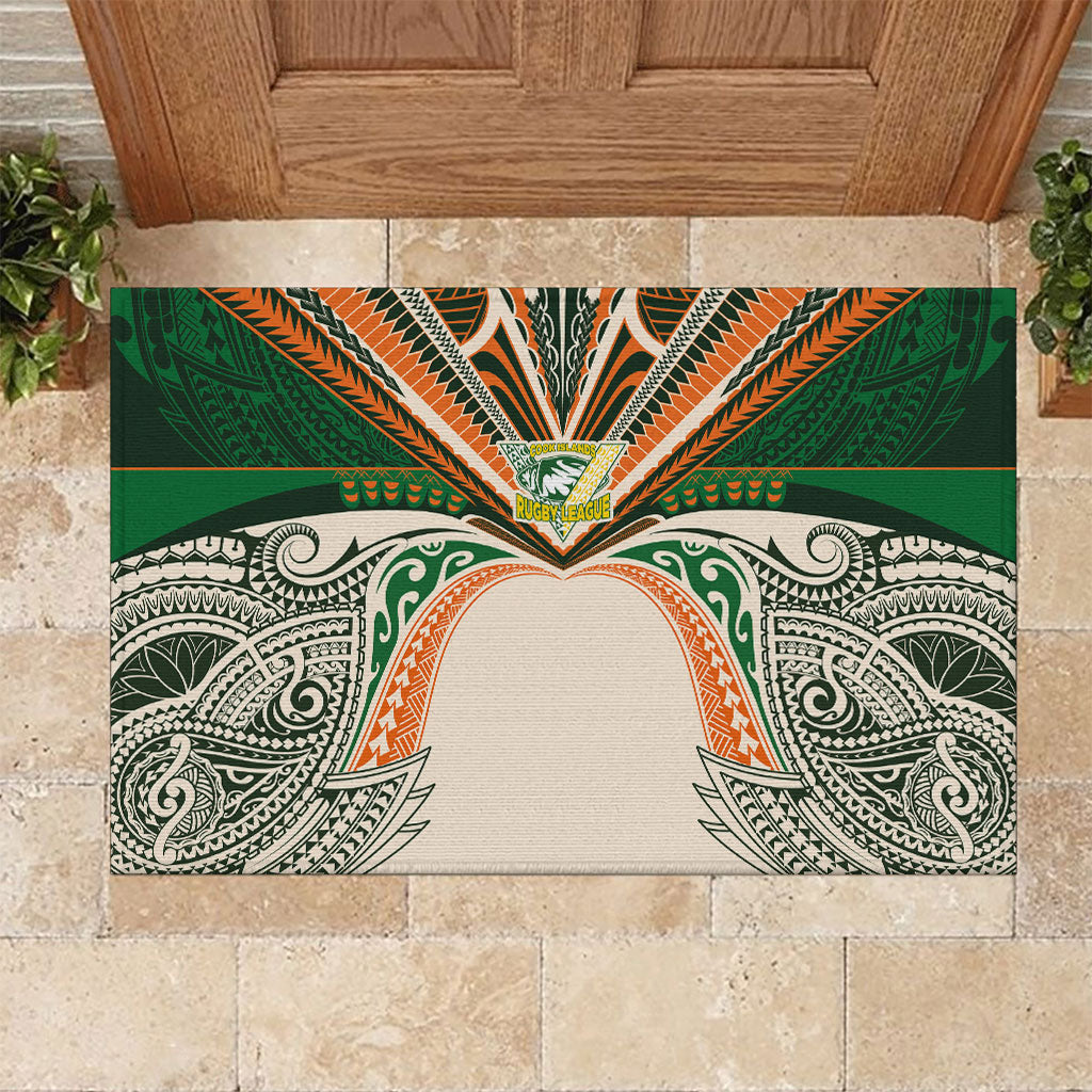 Cook Islands Rugby League Rubber Doormat Polynesian and Tatau Tribal Art - Retro Palette LT03 Multicolor - Polynesian Pride