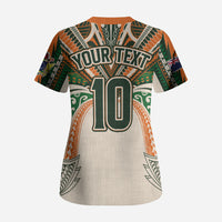 Cook Islands Rugby League Custom Scrub Top Polynesian and Tatau Tribal Art - Retro Palette LT03 - Polynesian Pride