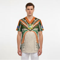 Cook Islands Rugby League Custom Scrub Top Polynesian and Tatau Tribal Art - Retro Palette LT03 - Polynesian Pride