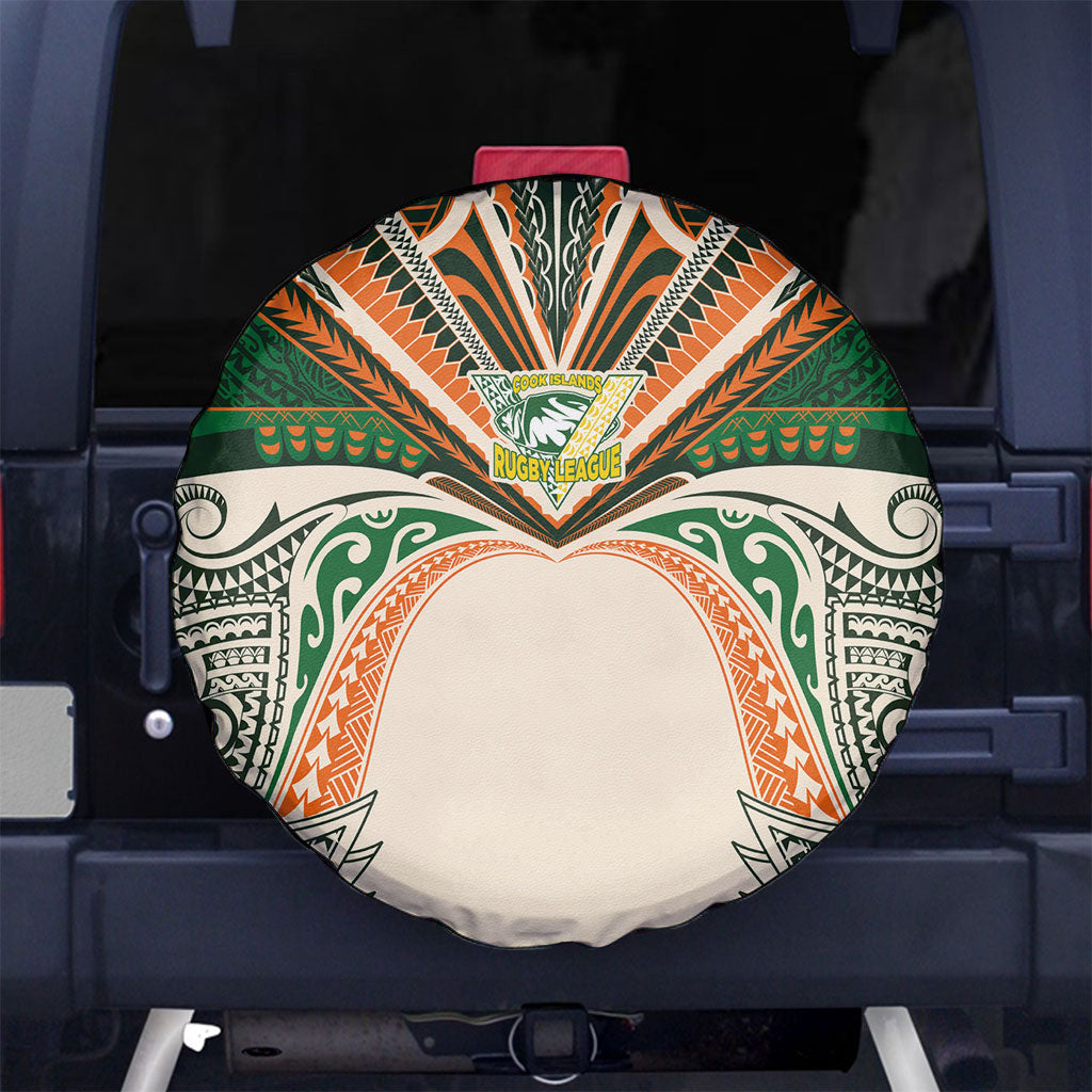 Cook Islands Rugby League Spare Tire Cover Polynesian and Tatau Tribal Art - Retro Palette