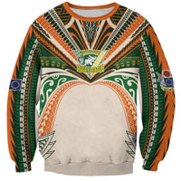 Cook Islands Rugby League Custom Sweatshirt Polynesian and Tatau Tribal Art - Retro Palette LT03 Unisex Multicolor - Polynesian Pride