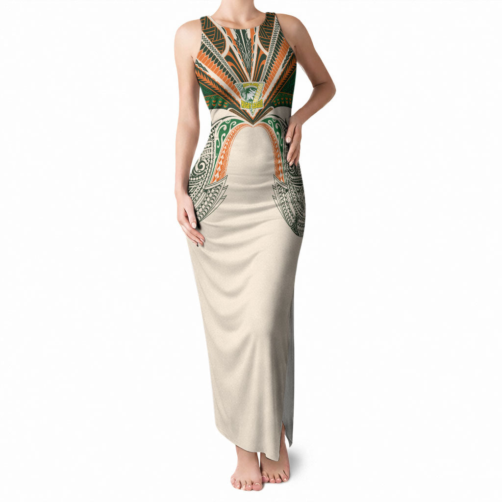 Cook Islands Rugby League Custom Tank Maxi Dress Polynesian and Tatau Tribal Art - Retro Palette