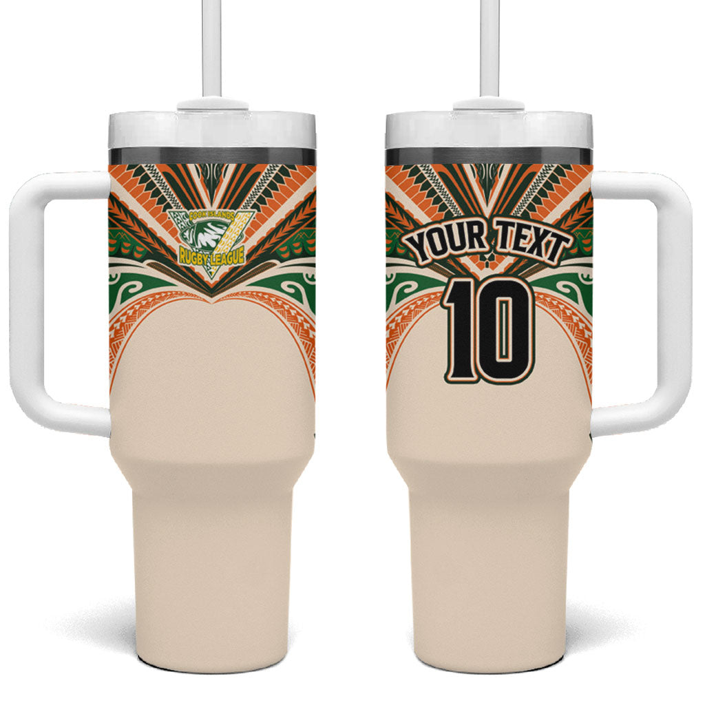 Cook Islands Rugby League Custom Tumbler With Handle Polynesian and Tatau Tribal Art - Retro Palette