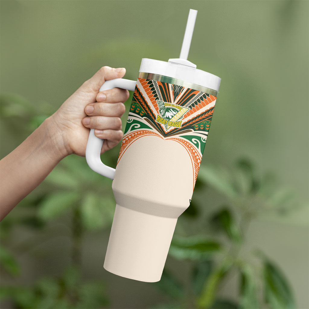 Cook Islands Rugby League Custom Tumbler With Handle Polynesian and Tatau Tribal Art - Retro Palette LT03 - Polynesian Pride