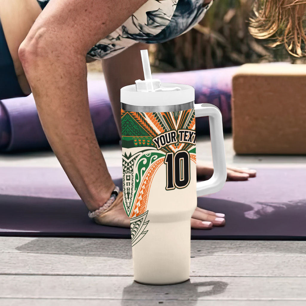 Cook Islands Rugby League Custom Tumbler With Handle Polynesian and Tatau Tribal Art - Retro Palette LT03 - Polynesian Pride