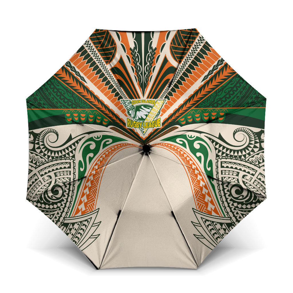 Cook Islands Rugby League Umbrella Polynesian and Tatau Tribal Art - Retro Palette