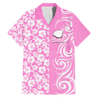 Hawaii Kauai Island Family Matching Mermaid Dress and Hawaiian Shirt Hibiscus Pattern Seamless Tribal Simple Pink LT03 Dad's Shirt - Short Sleeve Pink - Polynesian Pride