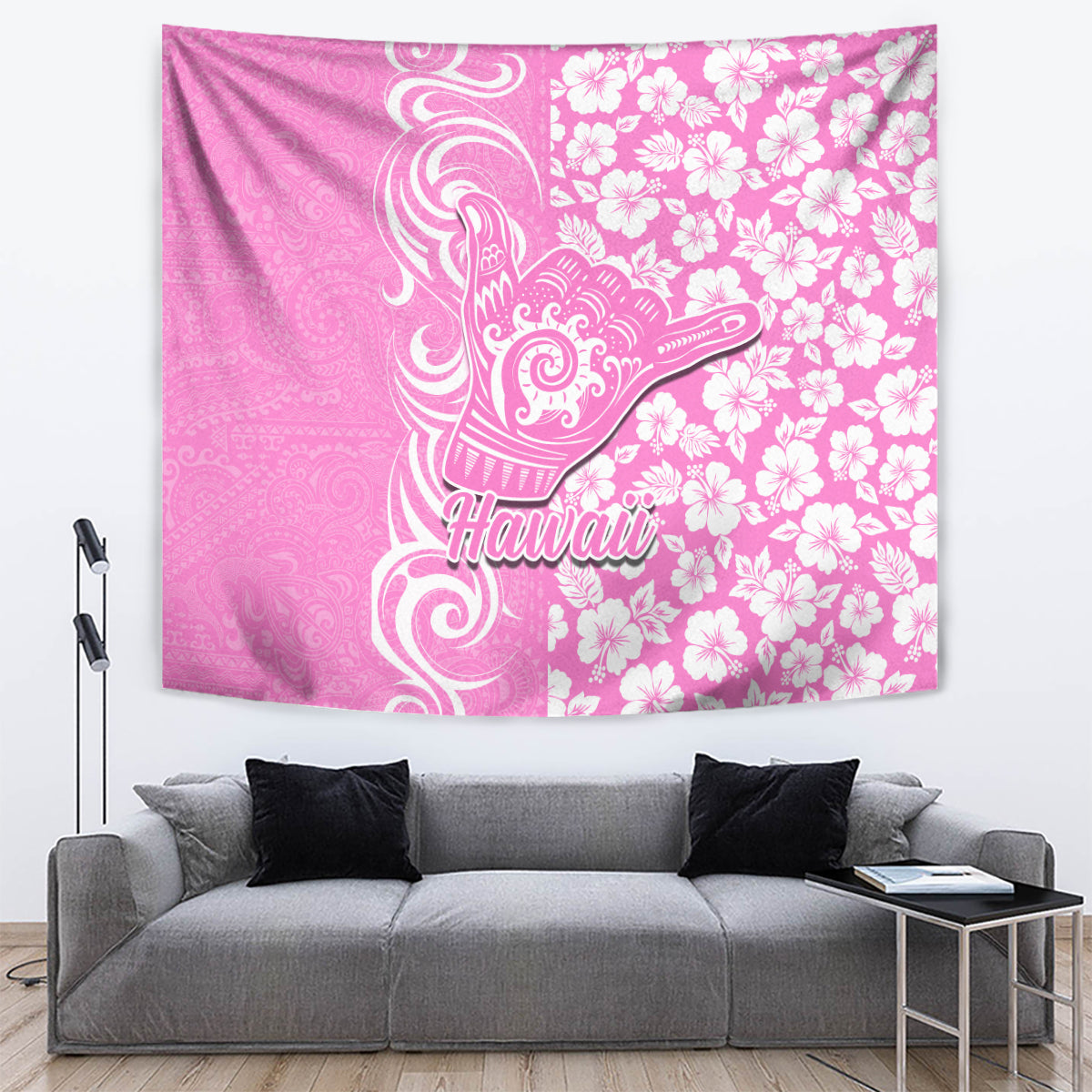 Hawaii Kauai Island Tapestry Hibiscus Pattern Seamless Tribal Simple Pink LT03 - Polynesian Pride