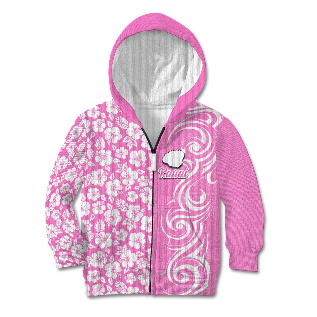 Custom Hawaii Kauai Island Kid Hoodie Hibiscus Pattern Seamless Tribal Simple Pink LT03 - Polynesian Pride