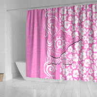 Custom Hawaii Kauai Island Shower Curtain Hibiscus Pattern Seamless Tribal Simple Pink LT03 - Polynesian Pride
