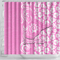 Custom Hawaii Kauai Island Shower Curtain Hibiscus Pattern Seamless Tribal Simple Pink LT03 - Polynesian Pride