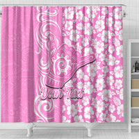 Custom Hawaii Kauai Island Shower Curtain Hibiscus Pattern Seamless Tribal Simple Pink LT03 - Polynesian Pride