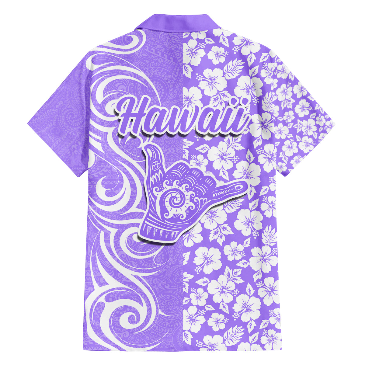 Hawaii Kauai Island Family Matching Off Shoulder Maxi Dress and Hawaiian Shirt Hibiscus Pattern Seamless Tribal Simple Purple LT03 - Polynesian Pride