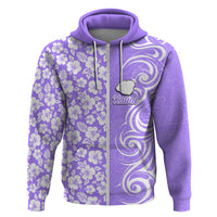 Hawaii Kauai Island Hoodie Hibiscus Pattern Seamless Tribal Simple Purple LT03 Zip Hoodie Purple - Polynesian Pride