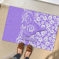 Hawaii Kauai Island Rubber Doormat Hibiscus Pattern Seamless Tribal Simple Purple LT03 - Polynesian Pride