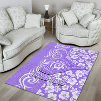 Custom Hawaii Kauai Island Area Rug Hibiscus Pattern Seamless Tribal Simple Purple LT03 - Polynesian Pride