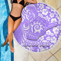 Custom Hawaii Kauai Island Beach Blanket Hibiscus Pattern Seamless Tribal Simple Purple LT03 - Wonder Print Shop