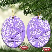 Custom Hawaii Kauai Island Ceramic Ornament Hibiscus Pattern Seamless Tribal Simple Purple LT03 - Polynesian Pride