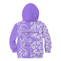 Custom Hawaii Kauai Island Kid Hoodie Hibiscus Pattern Seamless Tribal Simple Purple LT03 - Polynesian Pride