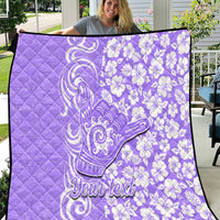 Custom Hawaii Kauai Island Quilt Hibiscus Pattern Seamless Tribal Simple Purple LT03 Purple - Polynesian Pride