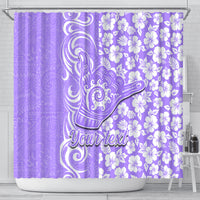 Custom Hawaii Kauai Island Shower Curtain Hibiscus Pattern Seamless Tribal Simple Purple LT03 - Polynesian Pride