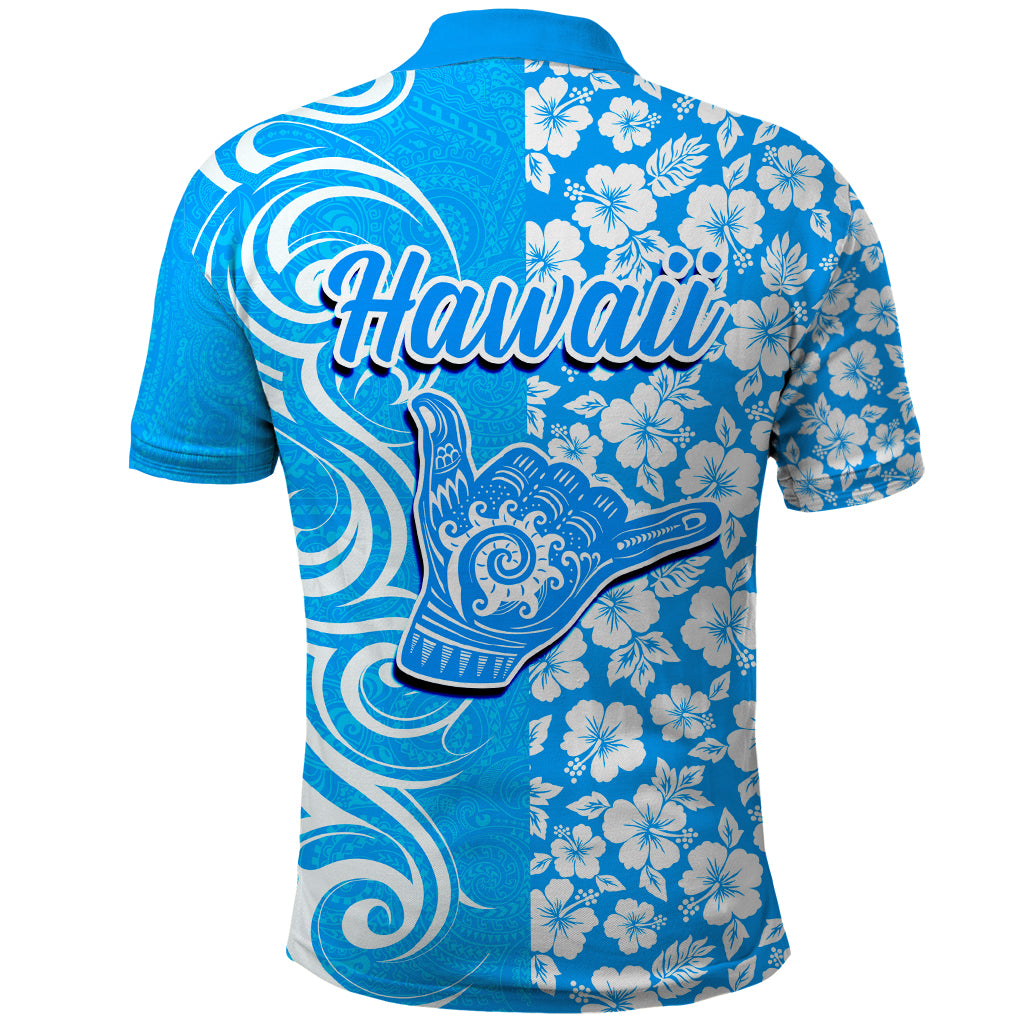 Hawaii Kauai Island Polo Shirt Hibiscus Pattern Seamless Tribal Simple Blue LT03 - Polynesian Pride