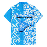 Custom Hawaii Kauai Island Family Matching Short Sleeve Bodycon Dress and Hawaiian Shirt Hibiscus Pattern Seamless Tribal Simple Blue LT03 - Polynesian Pride