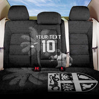 Custom Fiji Rugby Pacific Champions 2024 Back Car Seat Cover Anniversary 7 Titles - Fijians Rugby and Tapa Hibiscus Black Art LT03 One Size Black - Polynesian Pride