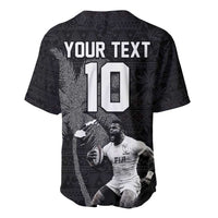 Custom Fiji Rugby Pacific Champions 2024 Baseball Jersey Anniversary 7 Titles - Fijians Rugby and Tapa Hibiscus Black Art LT03 - Polynesian Pride