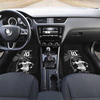 Custom Fiji Rugby Pacific Champions 2024 Car Mats Anniversary 7 Titles - Fijians Rugby and Tapa Hibiscus Black Art LT03 Set 2pcs - Front Black - Polynesian Pride