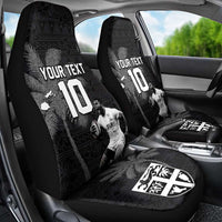 Custom Fiji Rugby Pacific Champions 2024 Car Seat Cover Anniversary 7 Titles - Fijians Rugby and Tapa Hibiscus Black Art LT03 - Polynesian Pride