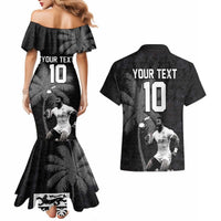 Custom Fiji Rugby Pacific Champions 2024 Couples Matching Mermaid Dress and Hawaiian Shirt Anniversary 7 Titles - Fijians Rugby and Tapa Hibiscus Black Art LT03 - Polynesian Pride