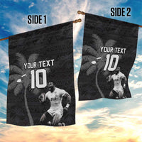 Custom Fiji Rugby Pacific Champions 2024 Garden Flag Anniversary 7 Titles - Fijians Rugby and Tapa Hibiscus Black Art LT03 - Polynesian Pride