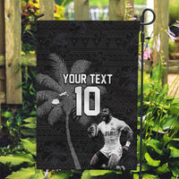 Custom Fiji Rugby Pacific Champions 2024 Garden Flag Anniversary 7 Titles - Fijians Rugby and Tapa Hibiscus Black Art LT03 Garden Flag Black - Polynesian Pride