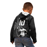 Custom Fiji Rugby Pacific Champions 2024 Kid Hoodie Anniversary 7 Titles - Fijians Rugby and Tapa Hibiscus Black Art LT03 - Polynesian Pride