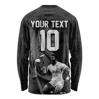 Custom Fiji Rugby Pacific Champions 2024 Long Sleeve Shirt Anniversary 7 Titles - Fijians Rugby and Tapa Hibiscus Black Art LT03 - Polynesian Pride