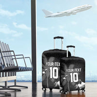 Custom Fiji Rugby Pacific Champions 2024 Luggage Cover Anniversary 7 Titles - Fijians Rugby and Tapa Hibiscus Black Art LT03 - Polynesian Pride